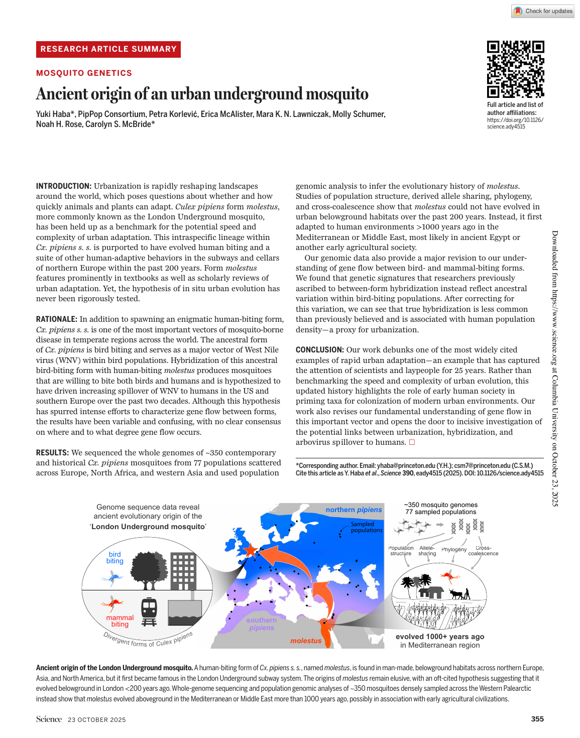 First page of Haba 2025 Science paper